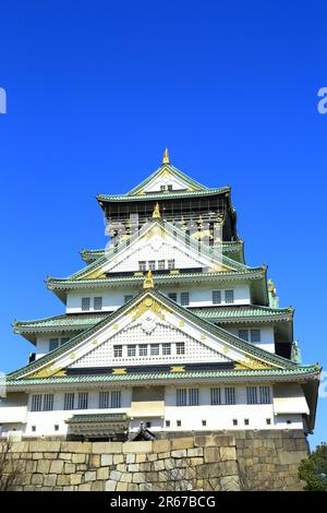 Der Burgturm von Osaka im Frühling Stockfoto