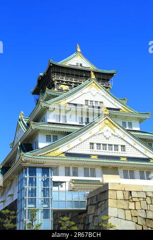 Der Burgturm von Osaka im Frühling Stockfoto