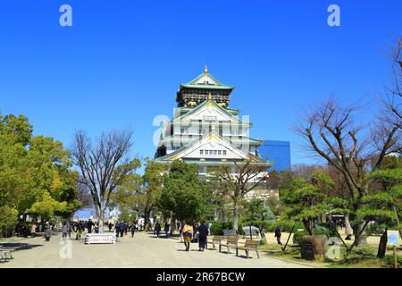 Der Burgturm von Osaka im Frühling Stockfoto