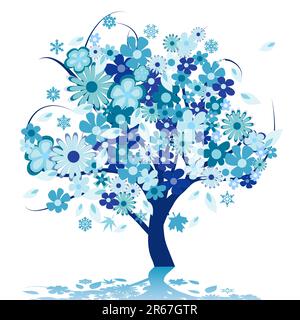 Abstrakte Baum mit Blumen-Vektor-illustration Stock Vektor