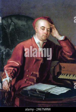 Handel, George Frideric Handel (1685-1759) deutsch-britischer Barockkomponist. Malerei von Philip Mercier (ca. 1730) Stockfoto