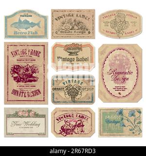 Sammlung von Vintage-Etiketten; skalierbare und bearbeitbare Vektorabbildungen Stock Vektor