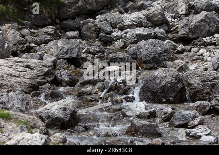 Blick auf die Quelle des Flusses Adda in Norditalien Stockfoto