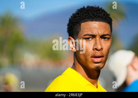 Marbella, Spanien. 07. Januar 2023. Jude Bellingham wurde nach einem Training in Marbella gesehen. Der englische Fußballspieler Jude Bellingham verlässt Borussia Dortmund, um Real Madrid zu unterzeichnen. Kredit: SOPA Images Limited/Alamy Live News Stockfoto