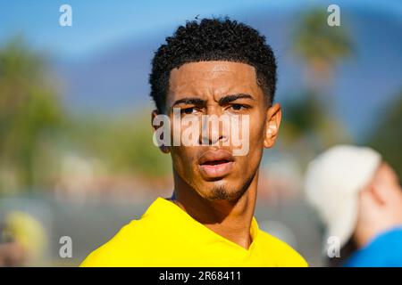 Marbella, Spanien. 07. Januar 2023. Jude Bellingham wurde nach einem Training in Marbella gesehen. Der englische Fußballspieler Jude Bellingham verlässt Borussia Dortmund, um Real Madrid zu unterzeichnen. (Foto: Francis Gonzalez/SOPA Images/Sipa USA) Guthaben: SIPA USA/Alamy Live News Stockfoto