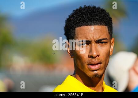 Marbella, Spanien. 07. Januar 2023. Jude Bellingham wurde nach einem Training in Marbella gesehen. Der englische Fußballspieler Jude Bellingham verlässt Borussia Dortmund, um Real Madrid zu unterzeichnen. (Foto: Francis Gonzalez/SOPA Images/Sipa USA) Guthaben: SIPA USA/Alamy Live News Stockfoto