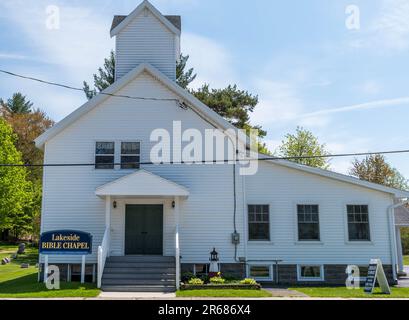 Die Lakeside Bible Chapel am Lakeside Drive in Beemus Point, New York, USA Stockfoto