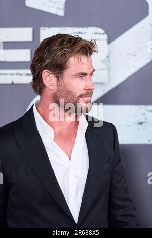 Madrid. Spanien. 20230607, Chris Hemsworth nimmt an der Premiere „Tyler Rake 2" bei den Callao Cinelights am 7. Juni 2023 in Madrid, Spanien, Teil Stockfoto