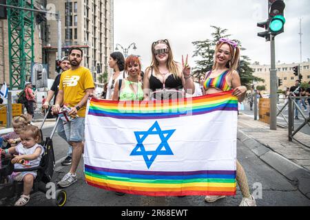 Israel. 01. Juni 2023. Tausende Israelis marschierten bei der jährlichen Jerusalems Pride Parade. Jerusalem, Israel. Juni 01. 2023. (Matan Golan/Sipa USA). Kredit: SIPA USA/Alamy Live News Stockfoto