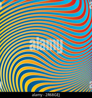 Abstrakter Hintergrund. Orangefarbene, rote und blaue Wellen. Vektordarstellung. Stock Vektor