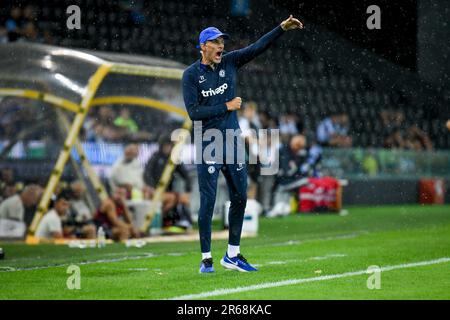 Friuli - Stadion Dacia Arena, Udine, Italien, 29. Juli 2022, Chelseas Cheftrainer Thomas Tuchel porträtiert während des Udinese Calcio gegen den FC Chelsea Stockfoto