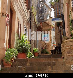 Enge Straße in der mittelalterlichen Stadt Agropoli, Italien Stockfoto