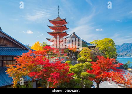 Fünfstöckige Pagode im Herbst Stockfoto