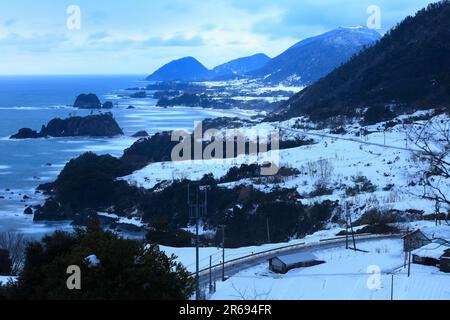 Tango Matsushima im Schnee Stockfoto