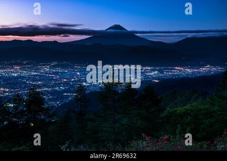 Fuji und Nachtblick Stockfoto