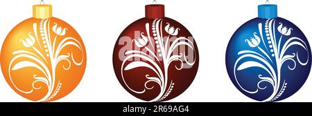 Set aus farbenfrohen weihnachtsbällen. Vektor Stock Vektor