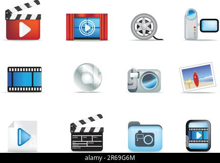 Film, Entertainment und fotografischen detaillierte Icon-set Stock Vektor