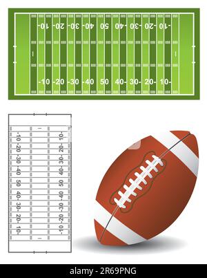 American Football, Spielfeld- und Outline-Set Stock Vektor