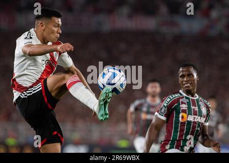 Buenos Aires, Argentinien. 07. Juni 2023. Marcelo Herrera von River Plate in Aktion während eines Copa CONMEBOL Libertadores 2023-Spiels der Gruppe D zwischen River Plate und Fluminense im Estadio Mas Monumental Antonio Vespucio Liberti. Endergebnis: River Plate 2:0 Fluminense Credit: SOPA Images Limited/Alamy Live News Stockfoto