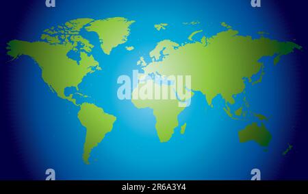 Handgezeichnete, sehr detaillierte Weltkarte. Weitere Kartenabbildungen finden Sie in meinem Portfolio. Stock Vektor