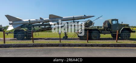 Raketen- und Raketenwerfer bei Scotland's Secret Bunker, Fife, Schottland, Großbritannien Stockfoto