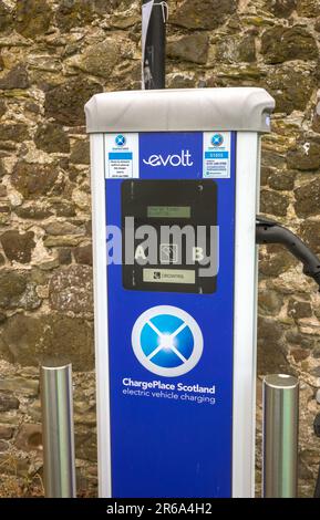 Charge Place Scotland hat die Preise am 1. Juni 2023 von 23p pro KWH auf 41p pro KWH an ihren Ladestationen in Montrose, Schottland, Großbritannien, erhöht Stockfoto