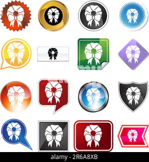 Ein Set mit 16 Symboltasten in verschiedenen Formen und Farben – Weihnachtskranz. Stock Vektor