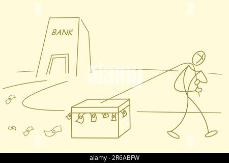 Illustration der skizzenhaften Mann mit Währung Stock Vektor