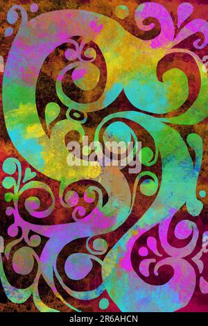 Mehrfarbiger abstrakter Hintergrund, digitale Malerei, Textur und Muster, Dekoration Stockfoto
