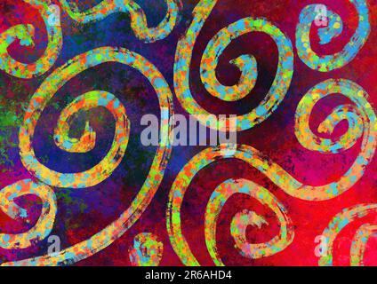 Mehrfarbiger abstrakter Hintergrund, digitale Malerei, Textur und Muster, Dekoration und Ornamente Stockfoto