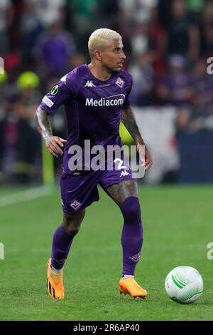 Prag, Tschechische Republik. 07. Juni 2023. Dodo' von ACF Fiorentina während des Endspiels der UEFA Conference League zwischen ACF Fiorentina und West Ham United in der Eden Arena, Prag, Tschechische Republik am 7. Juni 2023. Kredit: Giuseppe Maffia/Alamy Live News Stockfoto