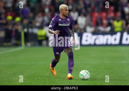 Prag, Tschechische Republik. 07. Juni 2023. Dodo' von ACF Fiorentina während des Endspiels der UEFA Conference League zwischen ACF Fiorentina und West Ham United in der Eden Arena, Prag, Tschechische Republik am 7. Juni 2023. Kredit: Giuseppe Maffia/Alamy Live News Stockfoto