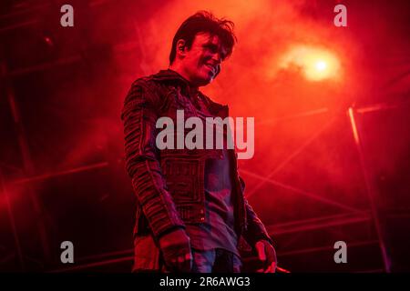 Gary Numan live auf der Rfest Bühne, Rebellion Festival 2022, Blackpool, Samstagabend-Headliner Stockfoto