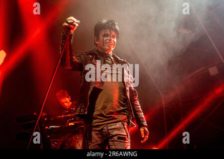 Gary Numan live auf der Rfest Bühne, Rebellion Festival 2022, Blackpool, Samstagabend-Headliner Stockfoto