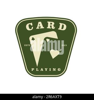 Designvorlage für Kartenaufkleber. Einfache minimalistische Vintage Poker Spielkarte Casino Sport Club Logo-Vektordarstellung Stock Vektor