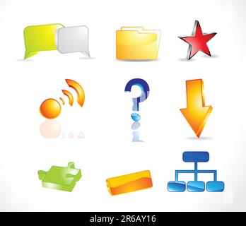 Vektordarstellung der glänzenden Websymbole Stock Vektor