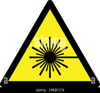 Symbol für Laser-Warnschild auf gelbem Dreieck. Stock Vektor