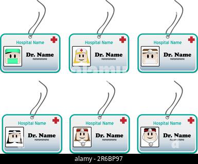 Personalausweis für Ärzte, Krankenschwestern und Chirurgen Stock Vektor