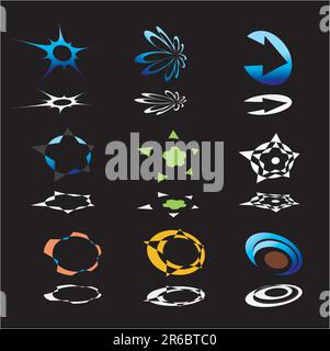 Set mit farbenfrohen neun Firmenlogos Stock Vektor