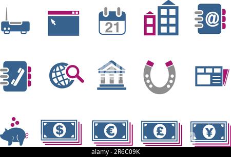 Vector Icons Pack - Blue-Fuchsia Series, Business-Kollektion Stock Vektor