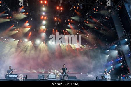 Solvesborg, Schweden, 8. Juni, 2023. Tag 2 Gojira (FR) tritt auf dem Sweden Rock Festival auf. Kredit: Peo Mšller/Alamy Live News Stockfoto