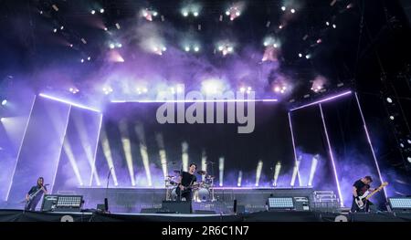 Solvesborg, Schweden, 8. Juni, 2023. Tag 2 Gojira (FR) tritt auf dem Sweden Rock Festival auf. Kredit: Peo Mšller/Alamy Live News Stockfoto