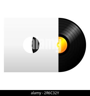 Vinylplatte mit leerer Abdeckung auf weißem Hintergrund Stock Vektor