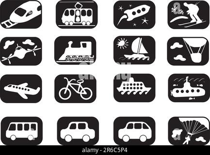 Rote und weiße Transport-Icon-Set (20) Stock Vektor