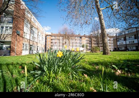 LONDON, MÄRZ 2023: Angell Town Estate in Brixton, Südwest-London Stockfoto