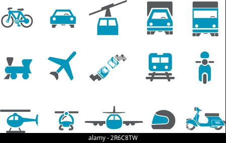 Vector Icons Pack - Blue Series, Transport-Kollektion Stock Vektor