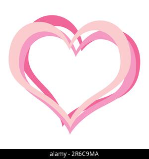 Dreifarbige Herzen auf weißem Hintergrund. Valentinstag-Thema Stock Vektor