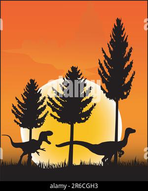 Illustration mit einem Dinosaurier - Vektorformat Stock Vektor