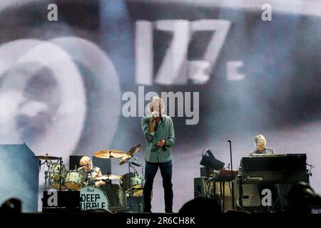 Solvesborg, Schweden, 8. Juni, 2023. Tag 2 Deep Purple (GB) tritt beim Sweden Rock Festival auf. Ian Gillan - Vocals Credit: Peo Mšller/Alamy Live News Stockfoto