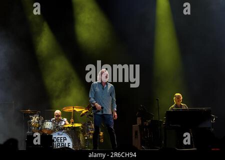 Solvesborg, Schweden, 8. Juni, 2023. Tag 2 Deep Purple (GB) tritt beim Sweden Rock Festival auf. Ian Paice - Drums Ian Gillan - Vocals Credit: Peo Mšller/Alamy Live News Stockfoto